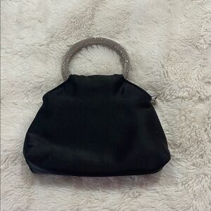 Elegant Black Handbag with Silver Handle